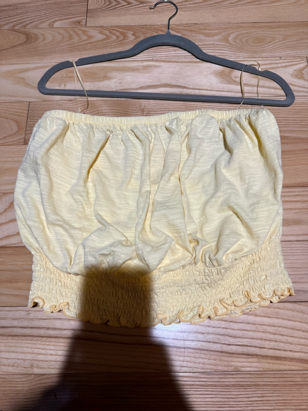 Urban Outfitters Yellow Smocked Bandeau Crop Top